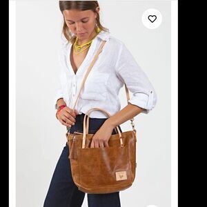 Meanwhile Back on the Farm Camel Leather Small Tote